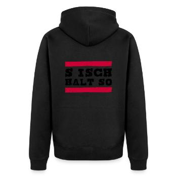S Isch Halt So Lustiger Spruch Geschenk Statement - Unisex Premium Bio Zip Hoodie - Schwarz - Hinten - Nico (187cm)