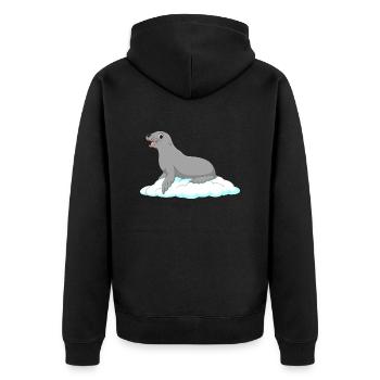 Seal laughing seal lake dog ice floe polar - Unisex Premium Organic Zip Hoodie - black - Back - Nico (187cm)