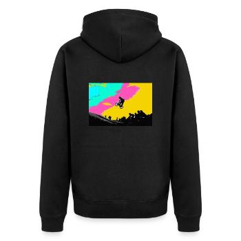 bmx - Unisex Premium Bio Zip Hoodie - Schwarz - Hinten - Nico (187cm)