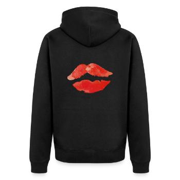 Bouche Lèvres Rouge Baiser Idée Cadeau - Veste à capuche bio Premium Unisexe - noir - Dos - Nico (187cm)