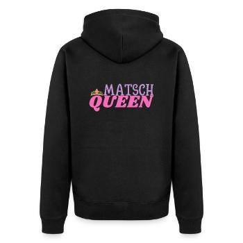 Muddy run shirt mud Matsch Laufshirt Queen Team - Unisex Premium Bio Zip Hoodie - Schwarz - Hinten - Nico (187cm)