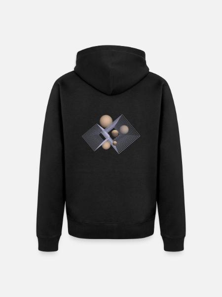 beige and 3D - Unisex Premium Organic Zip Hoodie - black