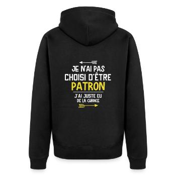 Patron - Cadeau - Drôle - Métier - Chance - Boss - Veste à capuche bio Premium Unisexe - noir - Dos - Nico (187cm)