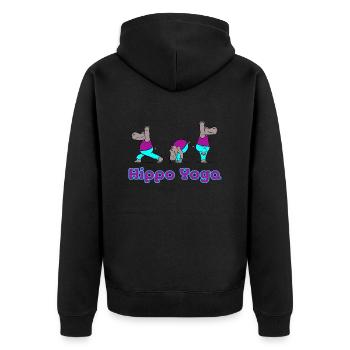 Hippo Yoga - Unisex Premium Bio Zip Hoodie - Schwarz - Hinten - Nico (187cm)