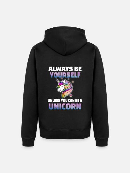 Einhorn sei du Selbst - Unisex Premium Bio Zip Hoodie - Schwarz