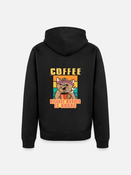 Kaffee Katze lustiger Spruch Sprüche - Premium økologisk unisex-hættejakke - sort