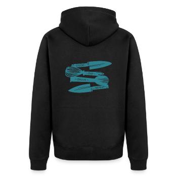 Liebe zum Kochen - Unisex Premium Bio Zip Hoodie - Schwarz - Hinten - Nico (187cm)