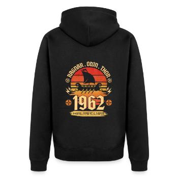 Viking Vintage 1962 60 Jahre Jubiläum - Unisex Premium Bio Zip Hoodie - Schwarz - Hinten - Nico (187cm)
