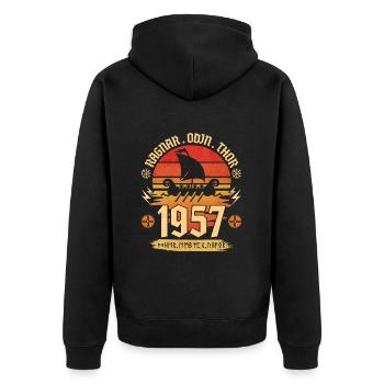 Viking Vintage 1957 65 years Anniversary - Unisex Premium Organic Zip Hoodie - black - Back - Nico (187cm)