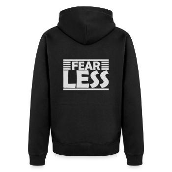 fearless Text Quote Design - Unisex Premium Organic Zip Hoodie - black - Back - Nico (187cm)