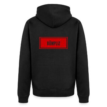 Bümpliz Rot - Unisex Premium Bio Zip Hoodie - Schwarz - Hinten - Nico (187cm)