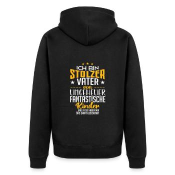 Vater von Ungeheuer fantastische Kinder - Unisex Premium Bio Zip Hoodie - Schwarz - Hinten - Nico (187cm)