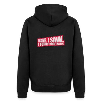I came saw forget - Unisex Premium Bio Zip Hoodie - Schwarz - Hinten - Nico (187cm)