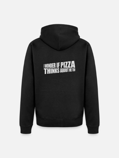 pizza thinks about me - Unisex Premium Organic Zip Hoodie - black