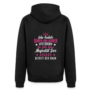Sehr Geehrte Damen Und Herren Der Rentner Shirt - Unisex Premium Bio Zip Hoodie - Schwarz - Hinten - Nico (187cm)