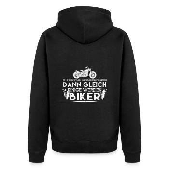 ich bin Biker | Biker - Unisex Premium Bio Zip Hoodie - Schwarz - Hinten - Nico (187cm)