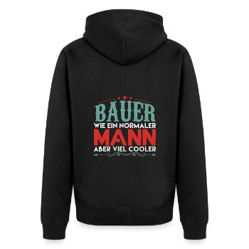 Trecker Traktor Bauer Spruch - Unisex Premium Bio Zip Hoodie - Schwarz - Hinten - Nico (187cm)