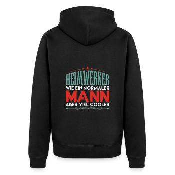 heimwerker aber viel cooler !! - Unisex Premium Bio Zip Hoodie - Schwarz - Hinten - Nico (187cm)