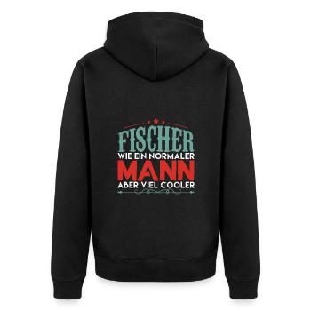 Angler Papa Angeln Fischer Fischen Geschenk papa ! - Unisex Premium Bio Zip Hoodie - Schwarz - Hinten - Nico (187cm)