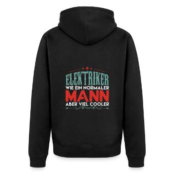elektriker - elektriker aber viel cooler ! - Unisex Premium Bio Zip Hoodie - Schwarz - Hinten - Nico (187cm)