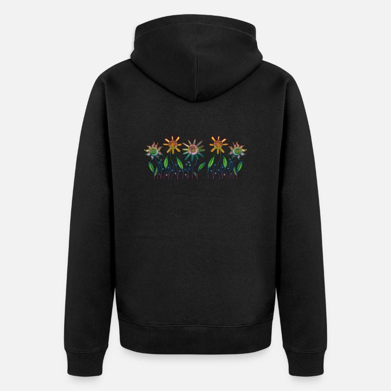 Blumen - Unisex Premium Bio Zip Hoodie - Schwarz