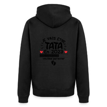 FUTURE TATA - JE VAIS ETRE TATA EN 2023 - Veste à capuche bio Premium Unisexe - noir - Dos - Nico (187cm)