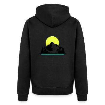 Mountains - Unisex Premium Bio Zip Hoodie - Schwarz - Hinten - Nico (187cm)
