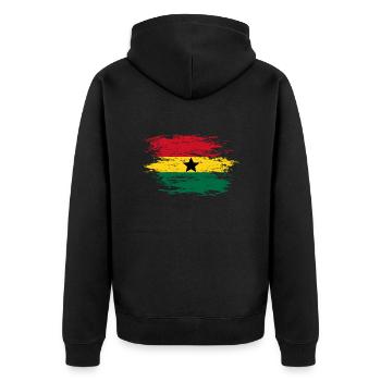 Ghana Landkarte Flagge used - Unisex Premium Bio Zip Hoodie - Schwarz - Hinten - Nico (187cm)
