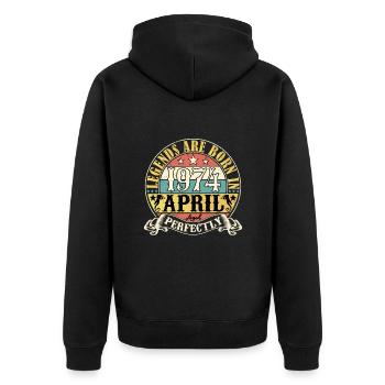 April 1974 Geburtstag April 1974 Geschenk - Unisex Premium Bio Zip Hoodie - Schwarz - Hinten - Nico (187cm)