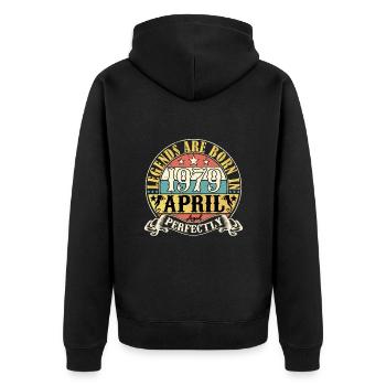April 1979 Geburtstag April 1979 Geschenk - Unisex Premium Bio Zip Hoodie - Schwarz - Hinten - Nico (187cm)