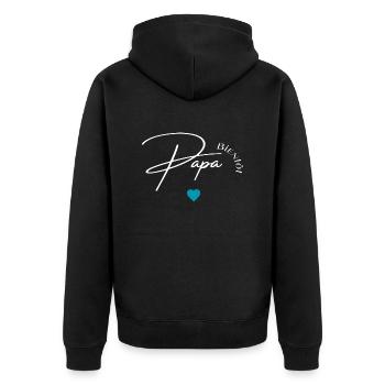 Bald Vater - Unisex Premium Bio Zip Hoodie - Schwarz - Hinten - Nico (187cm)