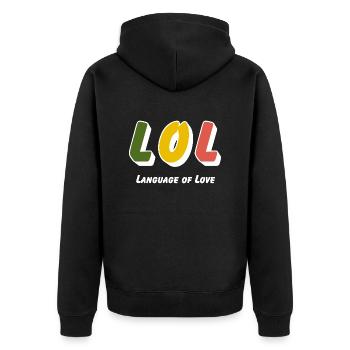 LOL - Language of Love - Unisex Premium Organic Zip Hoodie - black - Back - Nico (187cm)