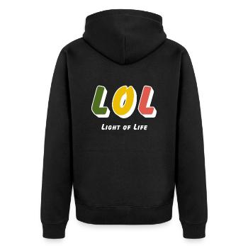 LOL - Lumière de Vie - Veste à capuche bio Premium Unisexe - noir - Dos - Nico (187cm)