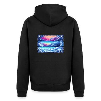 Walking the long cold forest - Unisex Premium Organic Zip Hoodie - black - Back - Nico (187cm)