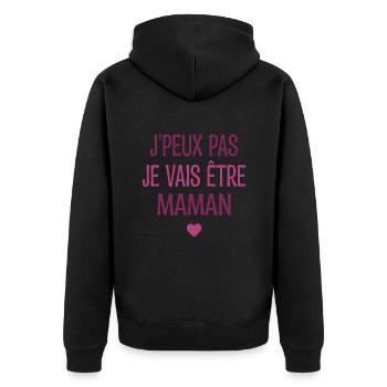 J'peux Pas Je Vais être Maman - Future Maman - Veste à capuche bio Premium Unisexe - noir - Dos - Nico (187cm)