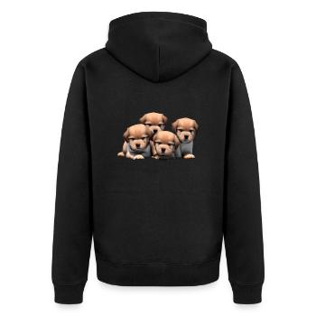 Lustige Hunde - Unisex Premium Bio Zip Hoodie - Schwarz - Hinten - Nico (187cm)