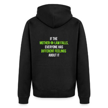 Schwiegermutter Spruch Englisch - Unisex Premium Bio Zip Hoodie - Schwarz - Hinten - Nico (187cm)