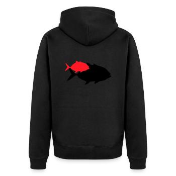 fisch piranha silhouette - Unisex Premium Bio Zip Hoodie - Schwarz - Hinten - Nico (187cm)