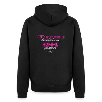 Cette femelle appartient à un homme qui déchire - Veste à capuche bio Premium Unisexe - noir - Dos - Nico (187cm)