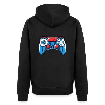 Gamer Controller Logo - Unisex Premium Organic Zip Hoodie - black - Back - Nico (187cm)