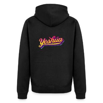 Yeshúa - Urban Lettering Style - Unisex Premium Organic Zip Hoodie - black - Back - Nico (187cm)