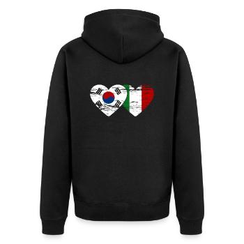 Corée du Sud Italie Drapeau Coeur Utilisé - Veste à capuche bio Premium Unisexe - noir - Dos - Nico (187cm)