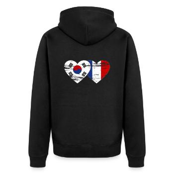 Corée du Sud France Drapeau Coeur Utilisé - Veste à capuche bio Premium Unisexe - noir - Dos - Nico (187cm)
