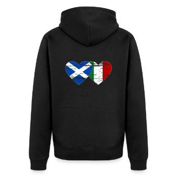 Ecosse Italie Drapeau Coeur Utilisé - Veste à capuche bio Premium Unisexe - noir - Dos - Nico (187cm)