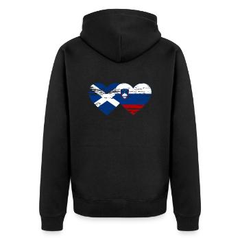 Ecosse Slovénie drapeau coeur utilisé - Veste à capuche bio Premium Unisexe - noir - Dos - Nico (187cm)