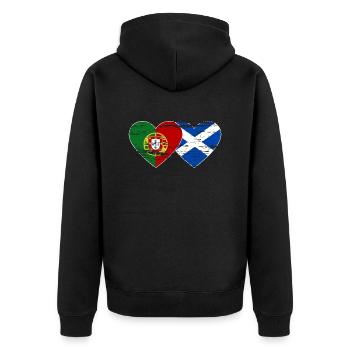 Portugal Ecosse drapeau coeur utilisé - Veste à capuche bio Premium Unisexe - noir - Dos - Nico (187cm)