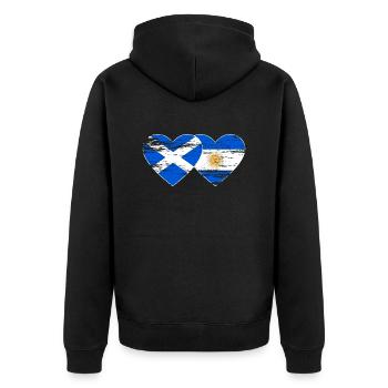 Ecosse Argentine Drapeau Coeur Utilisé - Veste à capuche bio Premium Unisexe - noir - Dos - Nico (187cm)