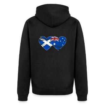 Ecosse Australie drapeau coeur utilisé - Veste à capuche bio Premium Unisexe - noir - Dos - Nico (187cm)