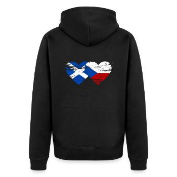 Ecosse République Tchèque Drapeau Coeur Utilisé - Veste à capuche bio Premium Unisexe - noir - Dos - Nico (187cm)