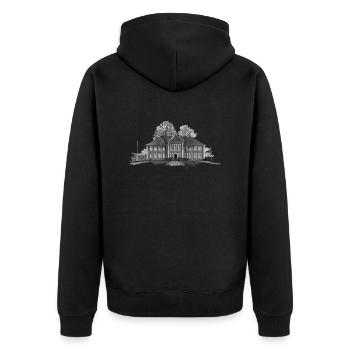 Kreismuseum Ratzeburg - Unisex Premium Bio Zip Hoodie - Schwarz - Hinten - Nico (187cm)